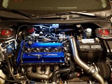 FP exhaust manifold installed, Intake, and UICP.  I had to remove the radiator to fit the manifold.  Easiest way to do it without breaking things.