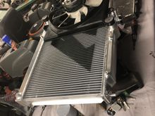 Mishimoto radiator, assembly the fan onto it