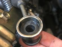 Shifter bushing diameter is too big and doesn't allow cable to go over it. I'd have to press it in.