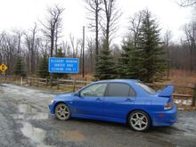 Evo on top of Pleasantville Mountain