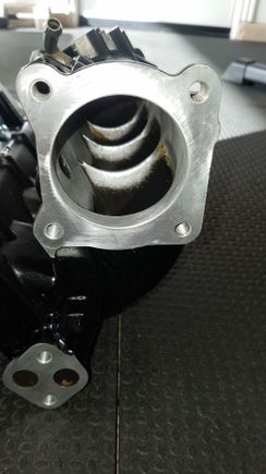 View of the inside of the manifold after each runner inlet has been cleaned up.