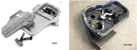 AMS and Racefab extended sumps. Better than OEM but still not a complete solution for eliminating oil starvation.