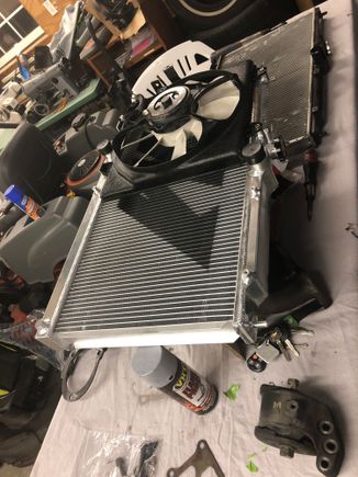 Mishimoto radiator, assembly the fan onto it