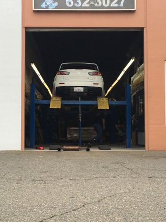 Getting the Buschur crossflow exhaust welded together and installed. Sound amazing!!