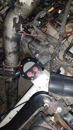 My vibrant recessedcatch can installed its waiting for me to get back to the car to reinstall the valve cover and vibrant lines. Also my white camo carbon fiber pipes. For the cold side intercooler. 