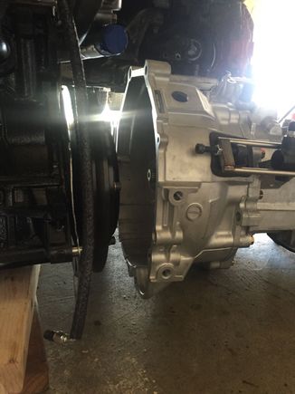 Easiest trans install ever. Didn't even have to lift it up to meet the engine.
