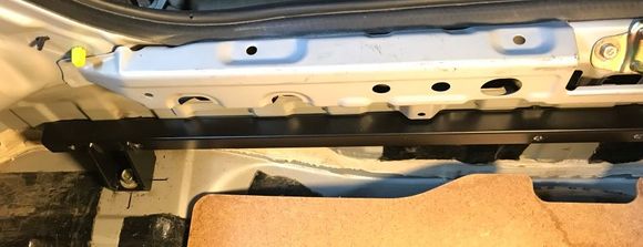Internal component of the brace. Attaches to the factory holes + six through the tub.