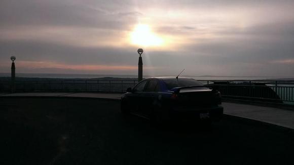 Car at dawn.
