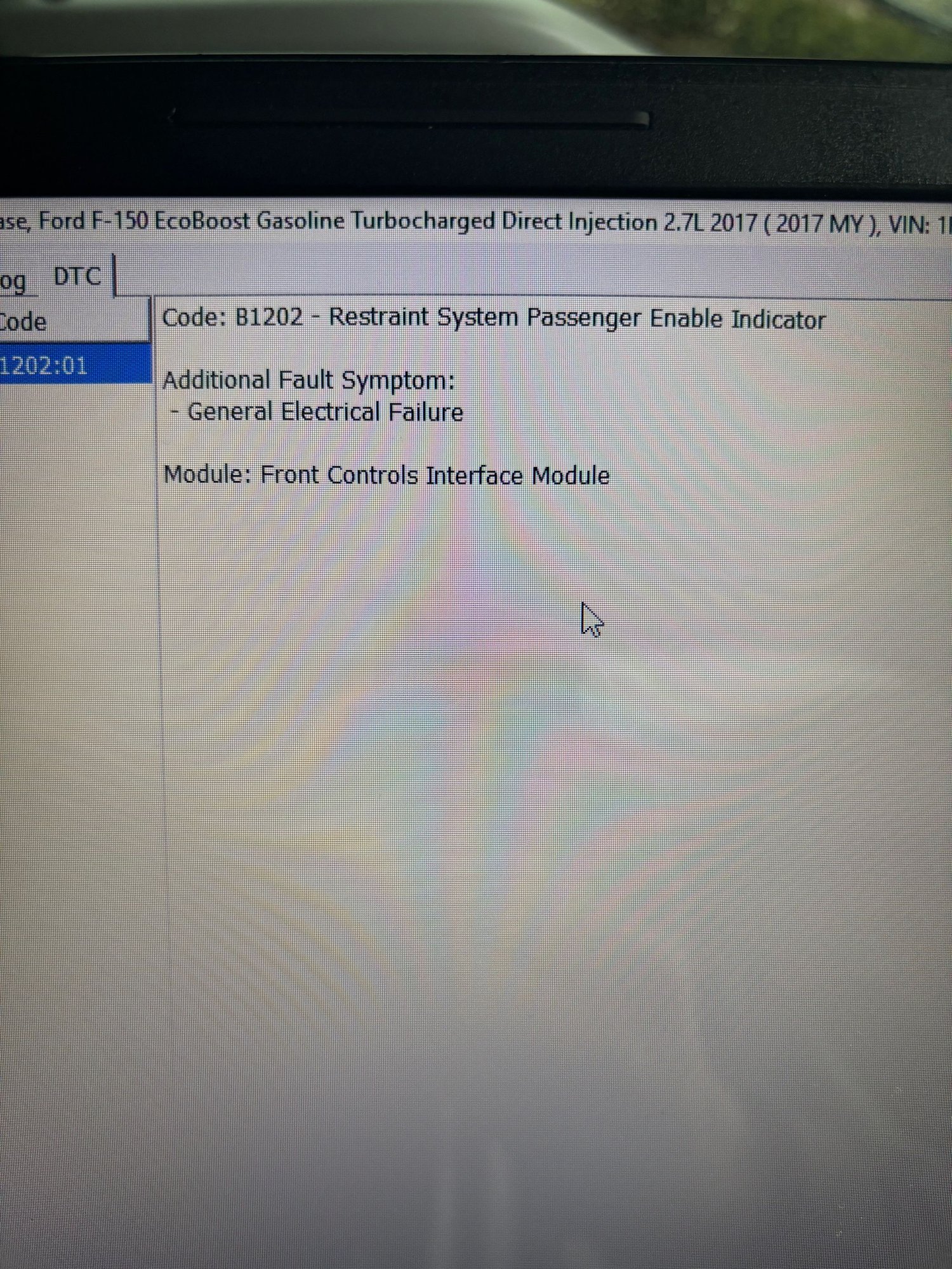 Air bag light on dash with code B1202 Ford F150 Forum Community of