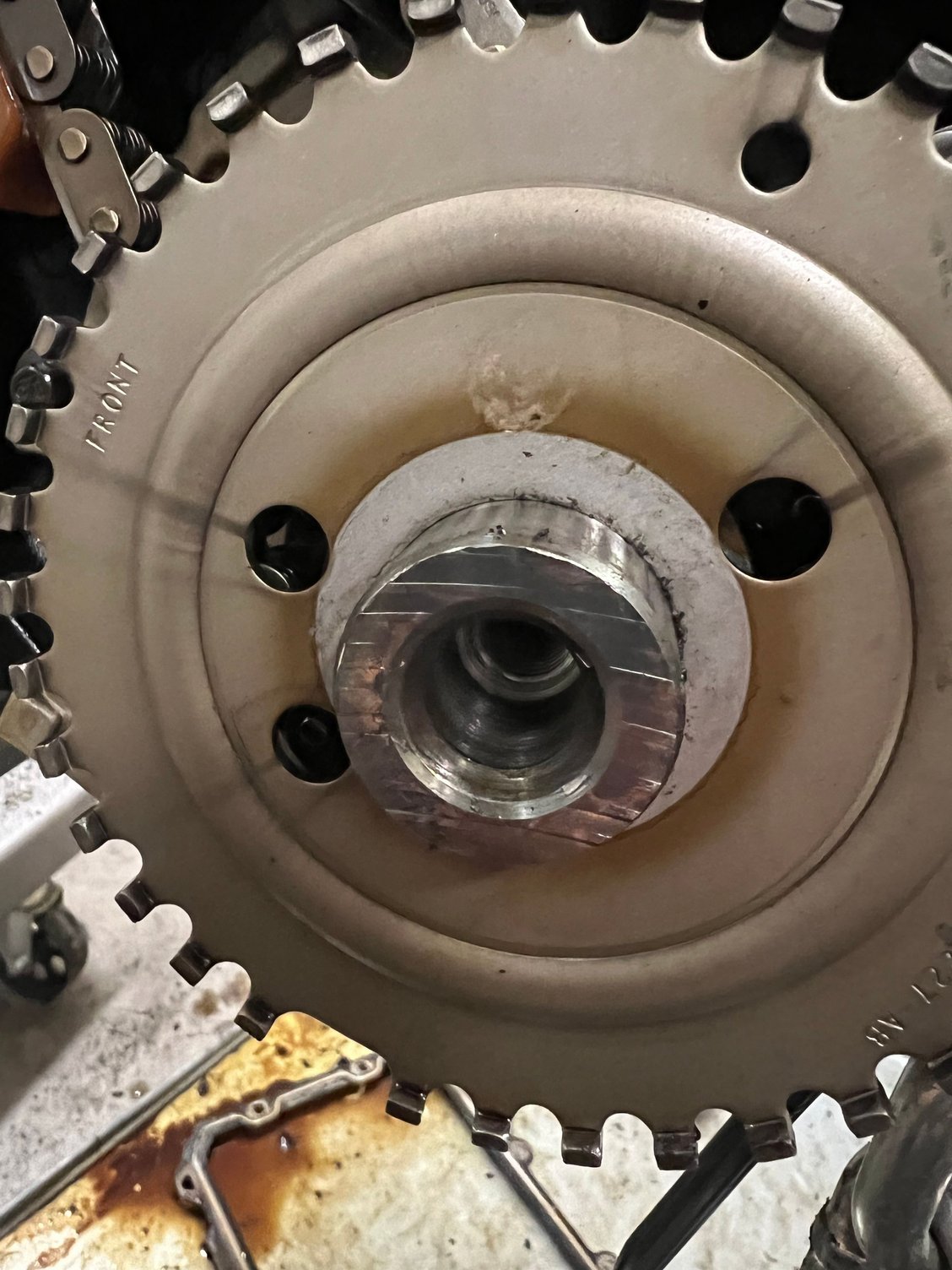 Problem 5.4 replacement harmonic balancer flush to timing cover Ford