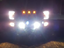 With the fogs on to.