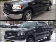 My truck before and after rough country 2.5" leveling kit