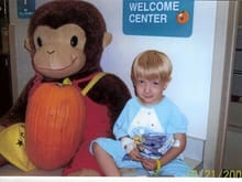 Lonnie and Curious George during his stay at the hospital.