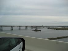 8 miles of highway over open bay's leading to the Gulf of Mexico in South Louisiana