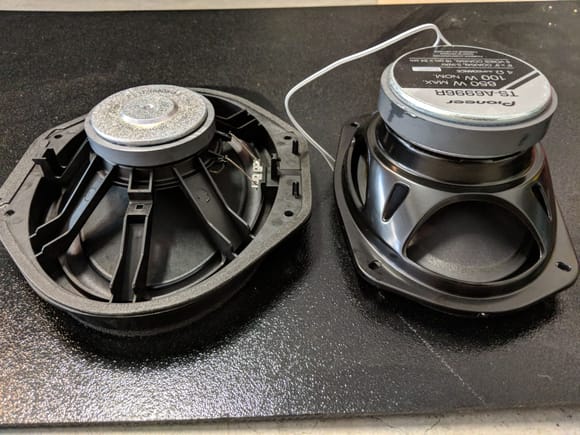 Comparison between stock front speakers and new ones.