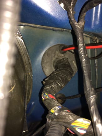 Power and coax through driver's side grommet