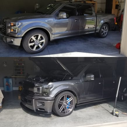 after owning for a year and lowering.....then the bottom pic is 2019....almost done! Rather than a new truck, I swapped the front end...and about everything else and built my version of a new sport truck...