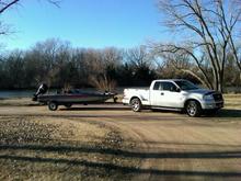 18 foot boat looks small behind the truck