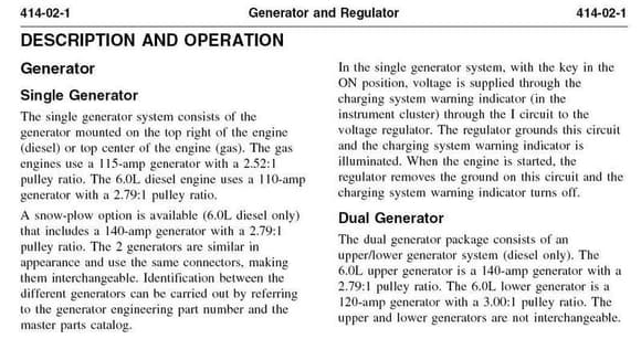2006 F 250 Dual Alt description and operations