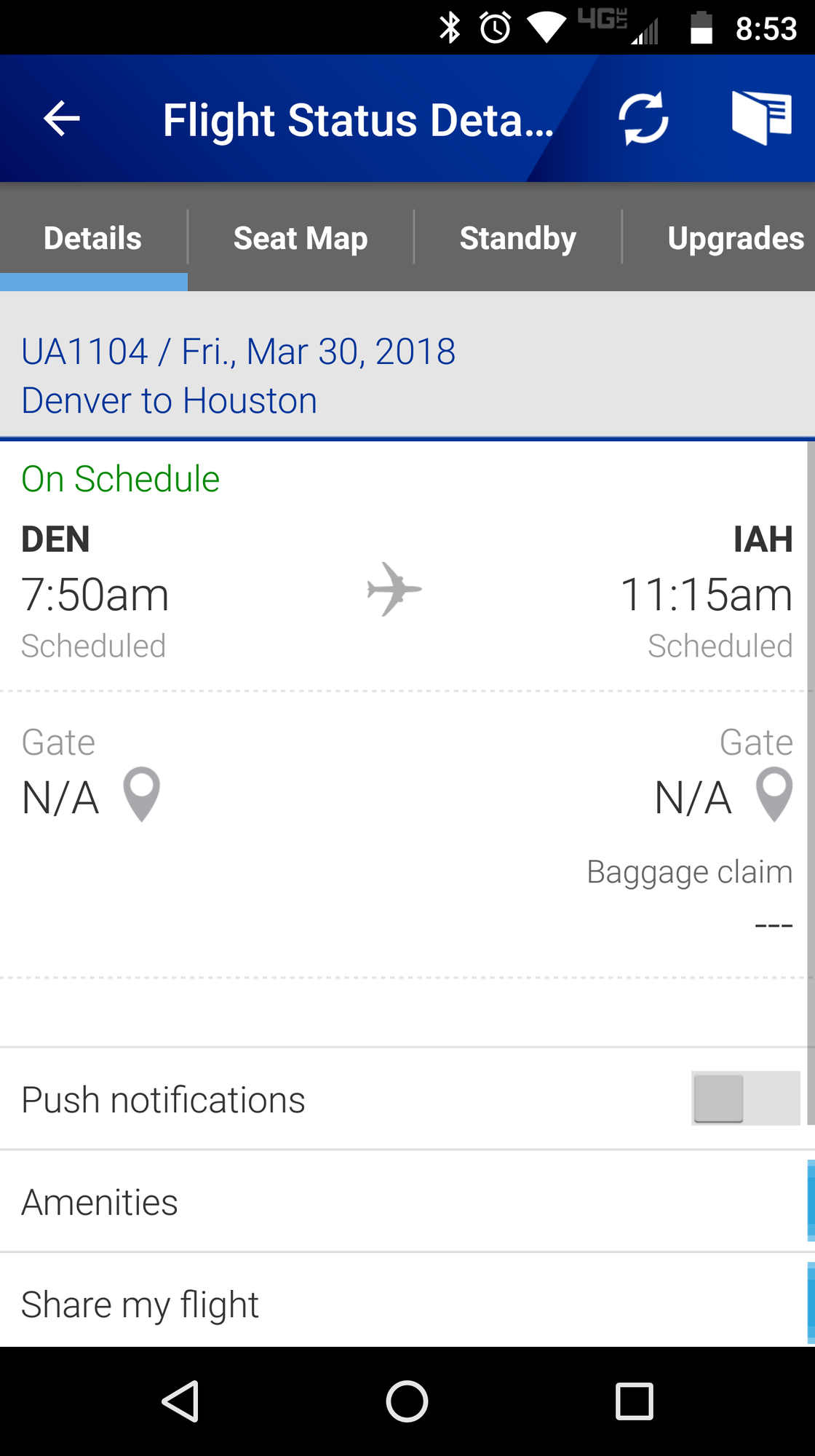 search hotels on united airline app