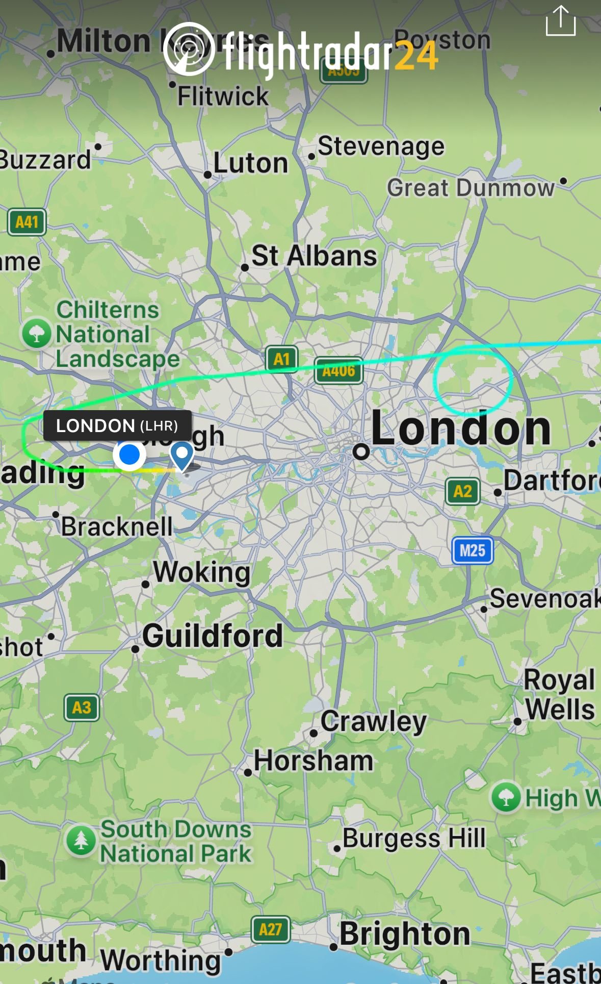 A quick twirl round the hold on the way to Heathrow runway 09L