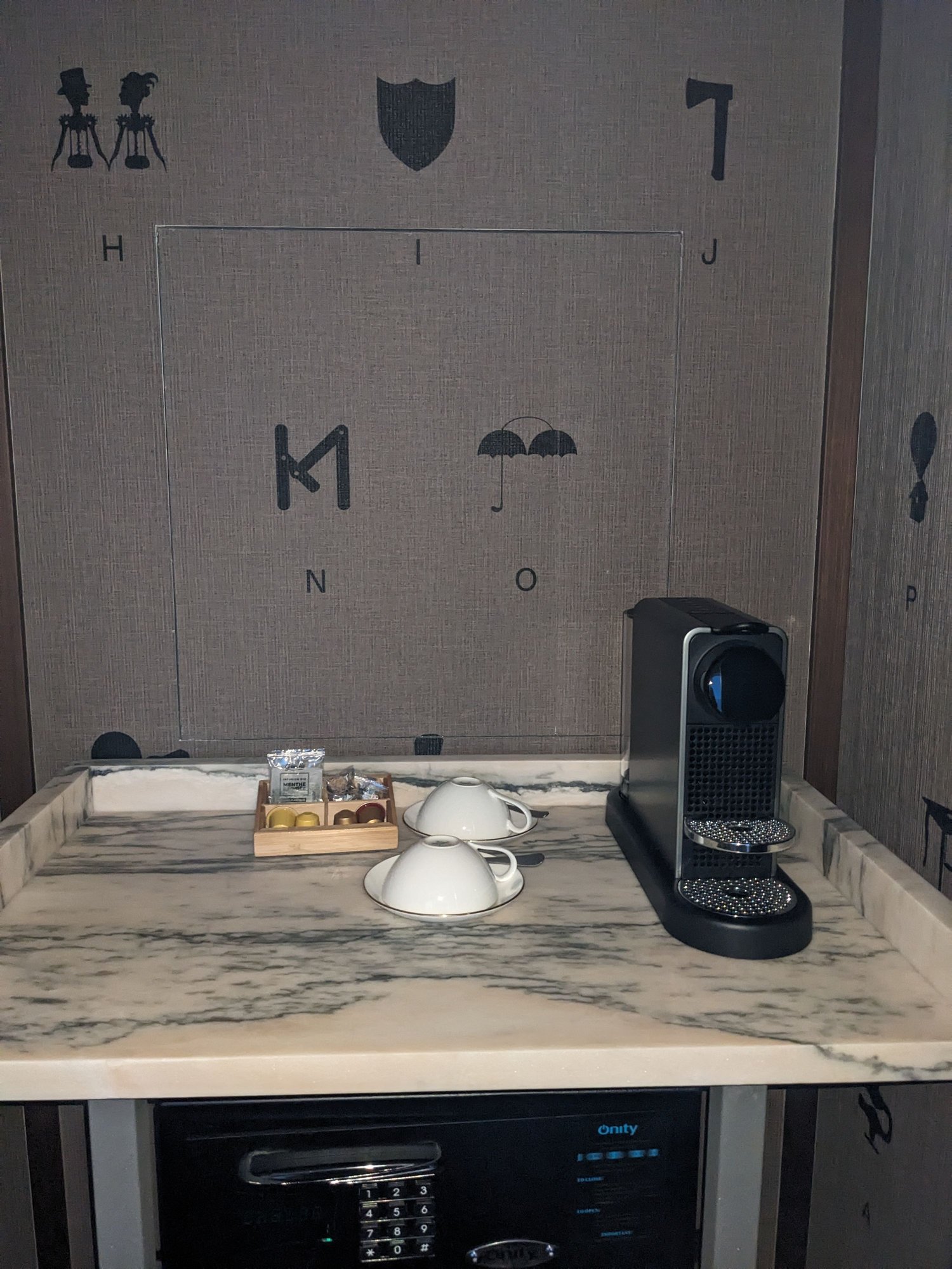 The coffee machine was hidden in the closet :-)