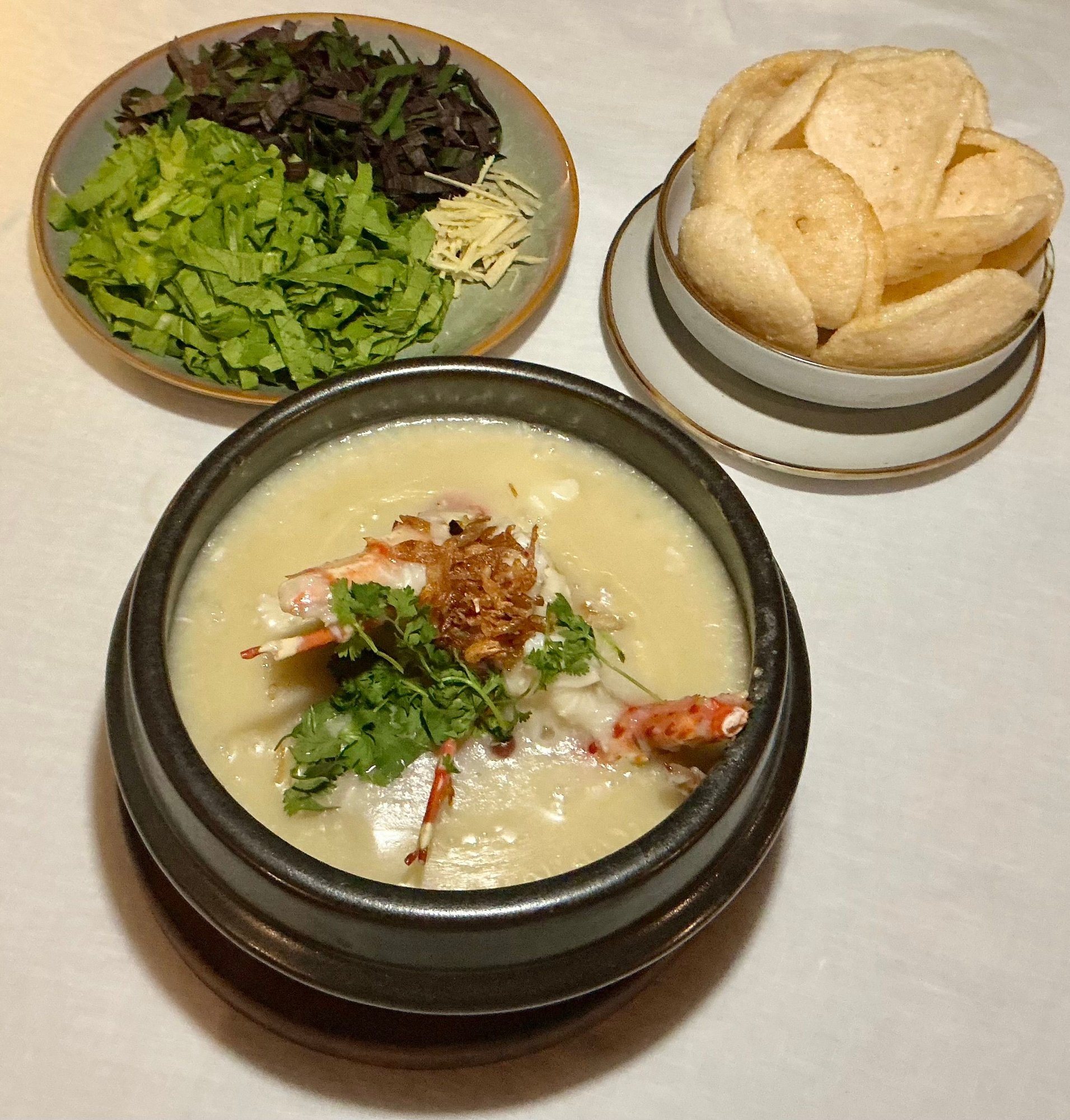 Lobster cjok / porridge and prawn keropok by special request 