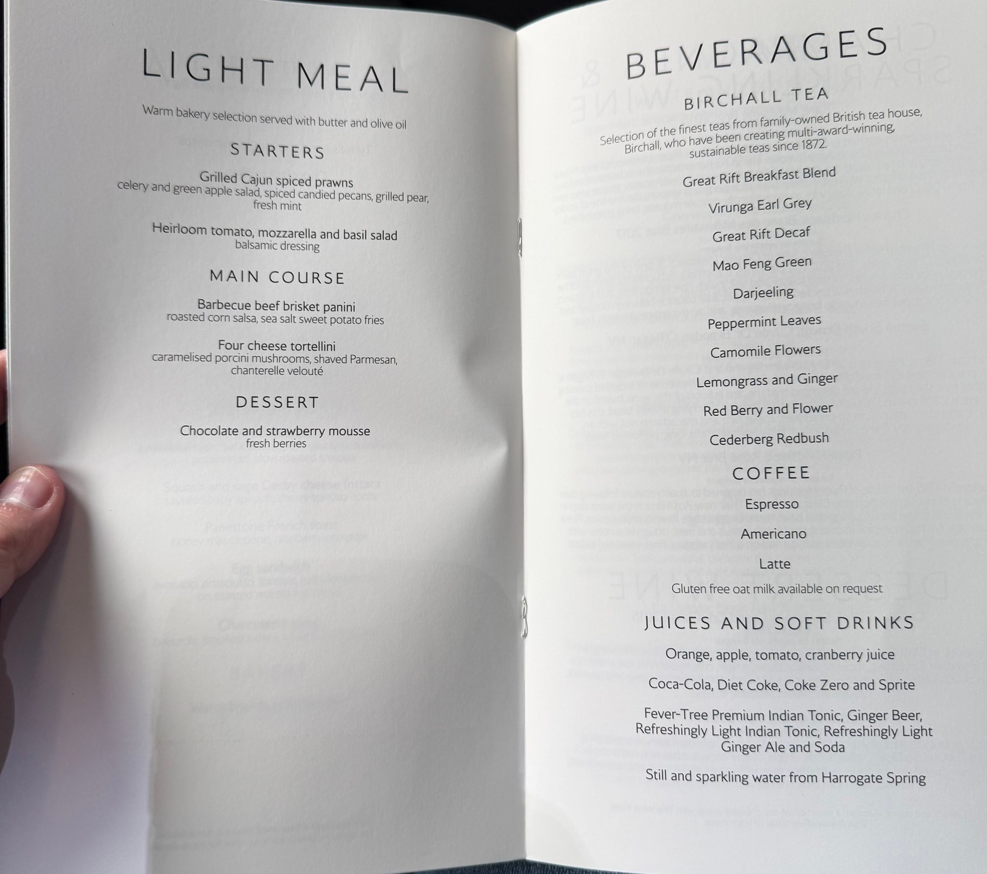 Light Meal Menu 