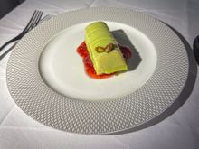 Pistachio and strawberry gateau - nice desert and not too sweet