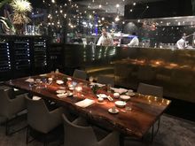 View from the main table into the kitchen