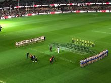 Players lining up for welcome to country 