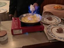 Our crepes suzette being prepared 