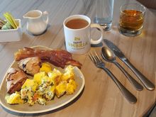 My humble breakfast - not generally a fan of breakfast potatoes, so went with pastries instead this time. 