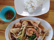 Bangkok:  Prawns squid mushroom basil. Perfectly done.