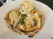 Sautéed pierogies with onions. I believe it's against the law to go to PA and not have pierogies.