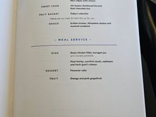 Pre-landing meal menu