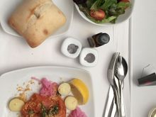 Salmon and salad appetizer 