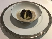 Enjoying the cheese soufflé 