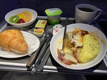 Fruit was surprisingly fresh YYC-YVR. Omelette or omelette was the choice of course 