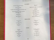 Mr. Porter breakfast menu at W Amsterdam end-Sept 2021
(Self service buffet was available)