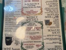 Jameson’s Pub menu
