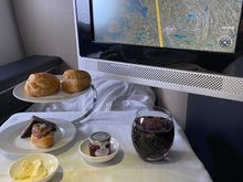 Again no Salmon due to allergy and no second of the other one - sandwiches that is. Not enough cream and jam for two scones.

Oh and my first choice white wine was a non runner. This was ex-LHR