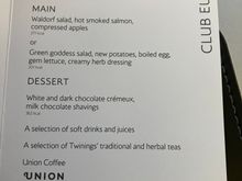 BHD LHR 1930 departure.. Menu said hot smoked salmon 