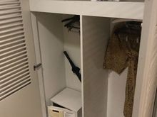 Closet contents: niggle is the safe on ankle height if you are like me stoutly built, it is not that easy to reach and close the safe