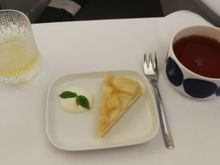 Apple tart. Tried to get also blackcurrant mousse, but they run out of those to be served as second dessert.