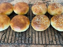Grilling burgers tonight and realized, no buns. Sitting around waiting for a delivery so I can’t go out. Next best choice - make them!  The King Arthur recipe looked fairly easy and oh, the aroma while they were baking!