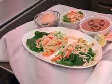 Starter was an orzo salad…interesting choice for a kid meal. My son did not partake. 