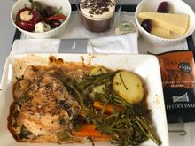 Roast chicken with morels etc