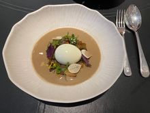 Farmed egg - supposed to be poached but requested mine be super well - powdery light yellow yolk