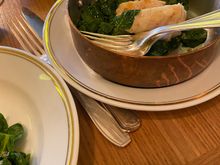 Monkfish with spinach.